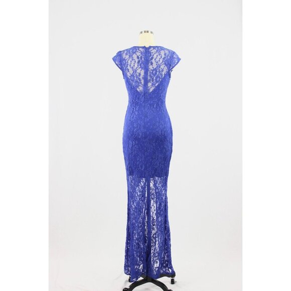 Vintage 00's LE CHATEAU Royal Blue Stretch Lace Fish Tail Maxi Dress, Size XS - Picture 3 of 12